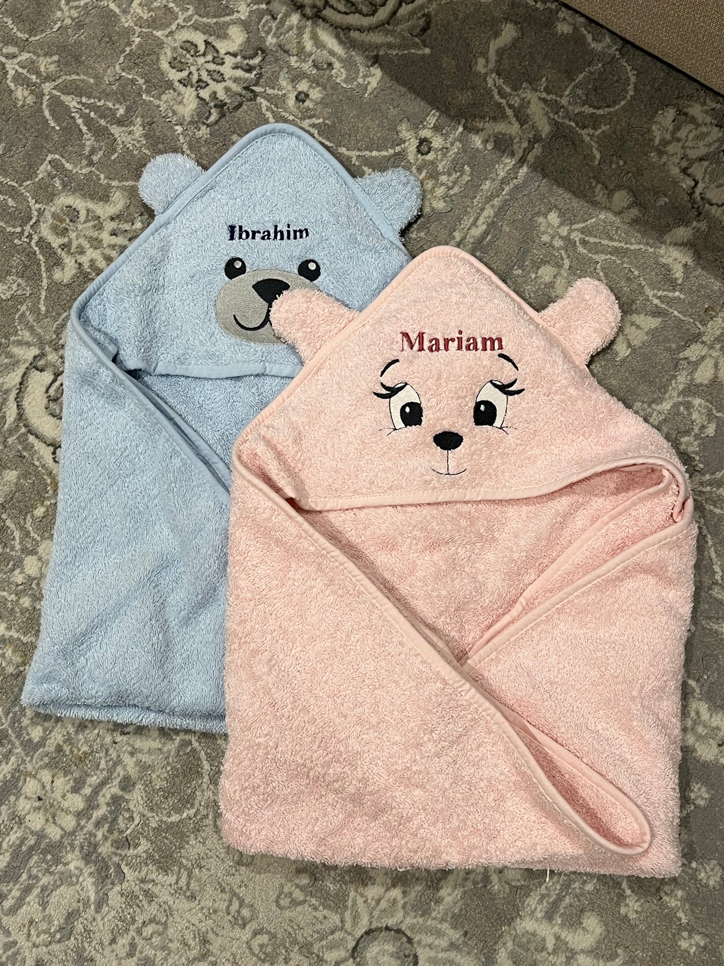 Baby Bear Pink Hooded Towel